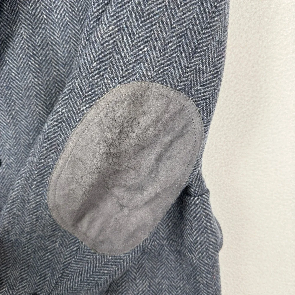 Pendleton Sport Coat Mens 44 Gray Herringbone Virgin Wool Elbow Patch Blazer